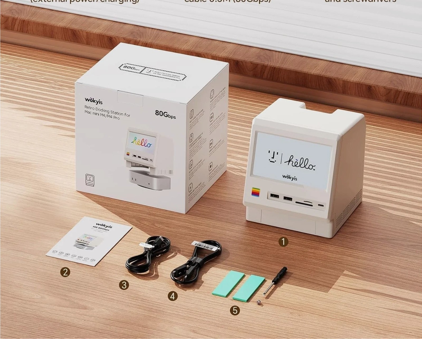 Wokyis Mac Mini M5 Retro Dock with 80Gbps SSD NVMe Enclosure  with 5" HD Monitor