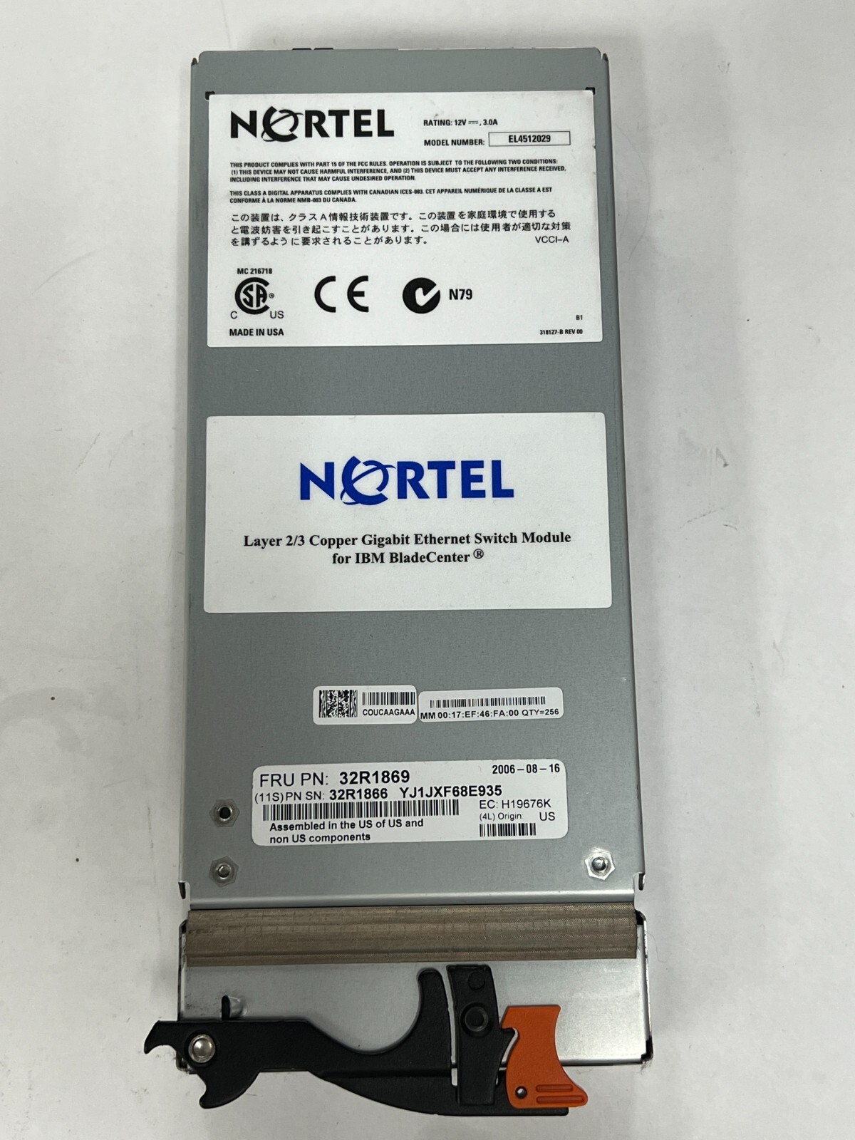 IBM Nortel Layer 2/3 Copper Ethernet Switch Module FRU P/N: 32R1869 Tested