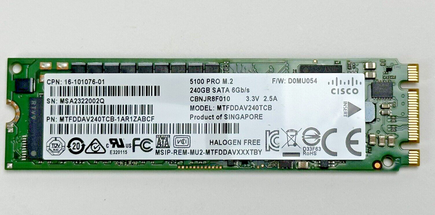 Cisco 240GB M.2 16-101076-01 SATA Solid State Drive 2280 Server SSD