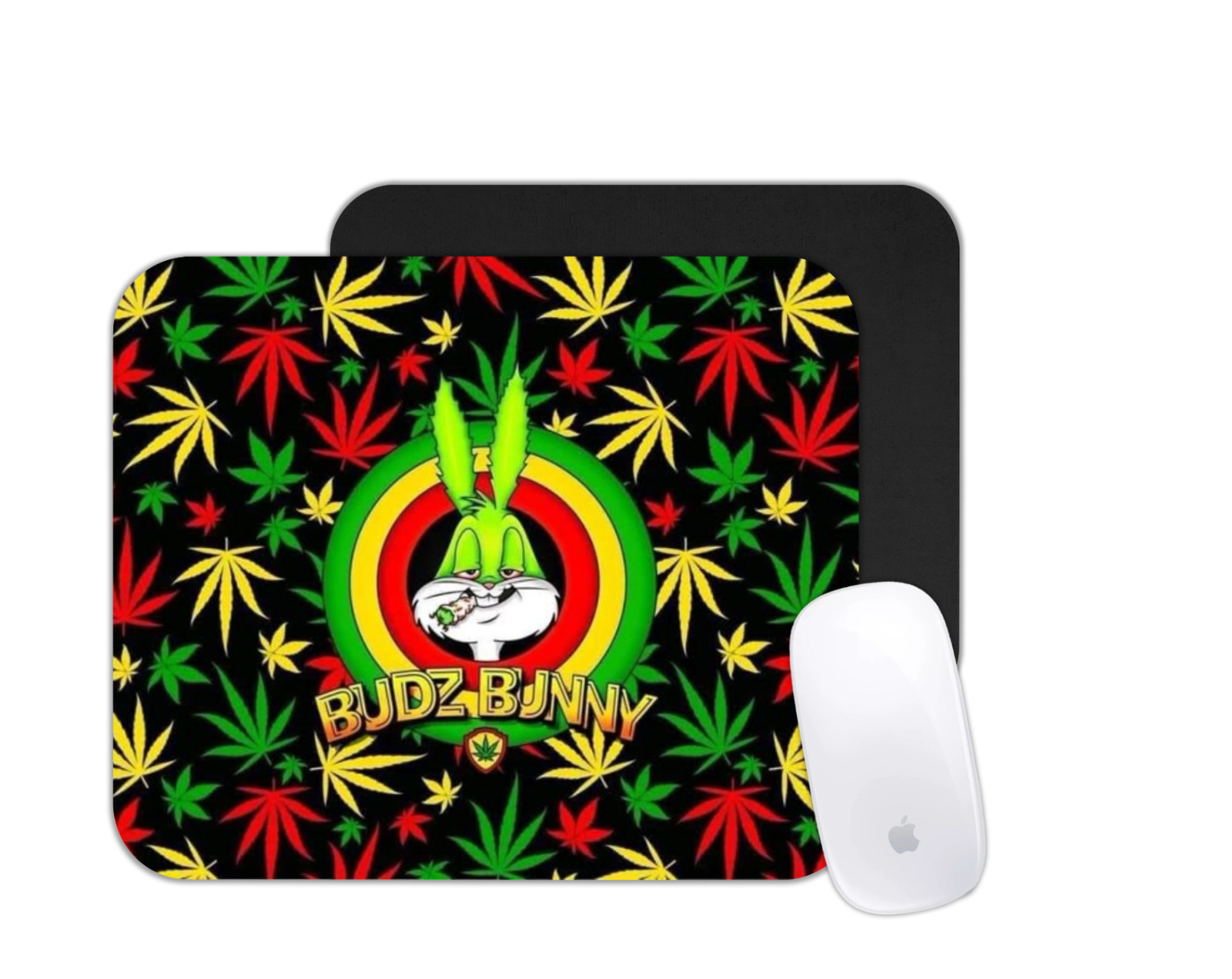 Budz Bunny Bugs Cute Bunny Cartoon Mouse Pad | Playful 420 Weed Desk Theme Mat