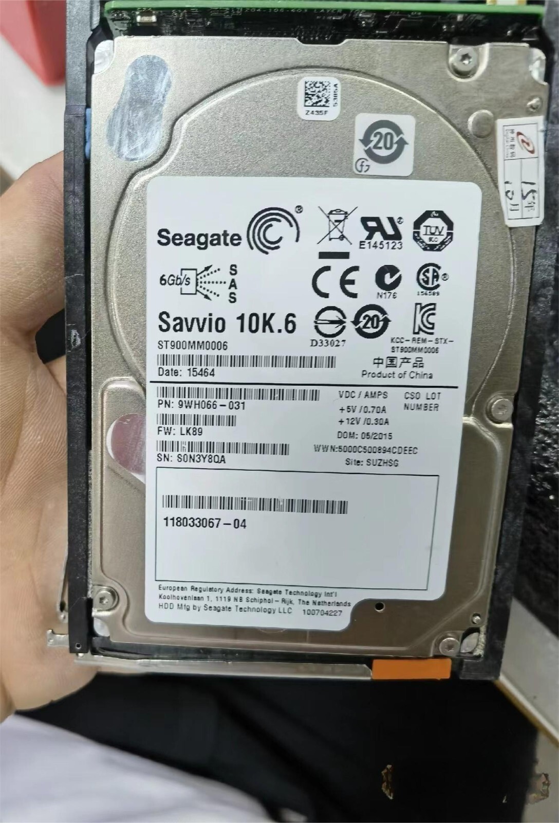 EMC 005050701 005050212 V3-2S10-900 900G 10K SAS 2.5" storage hard disk