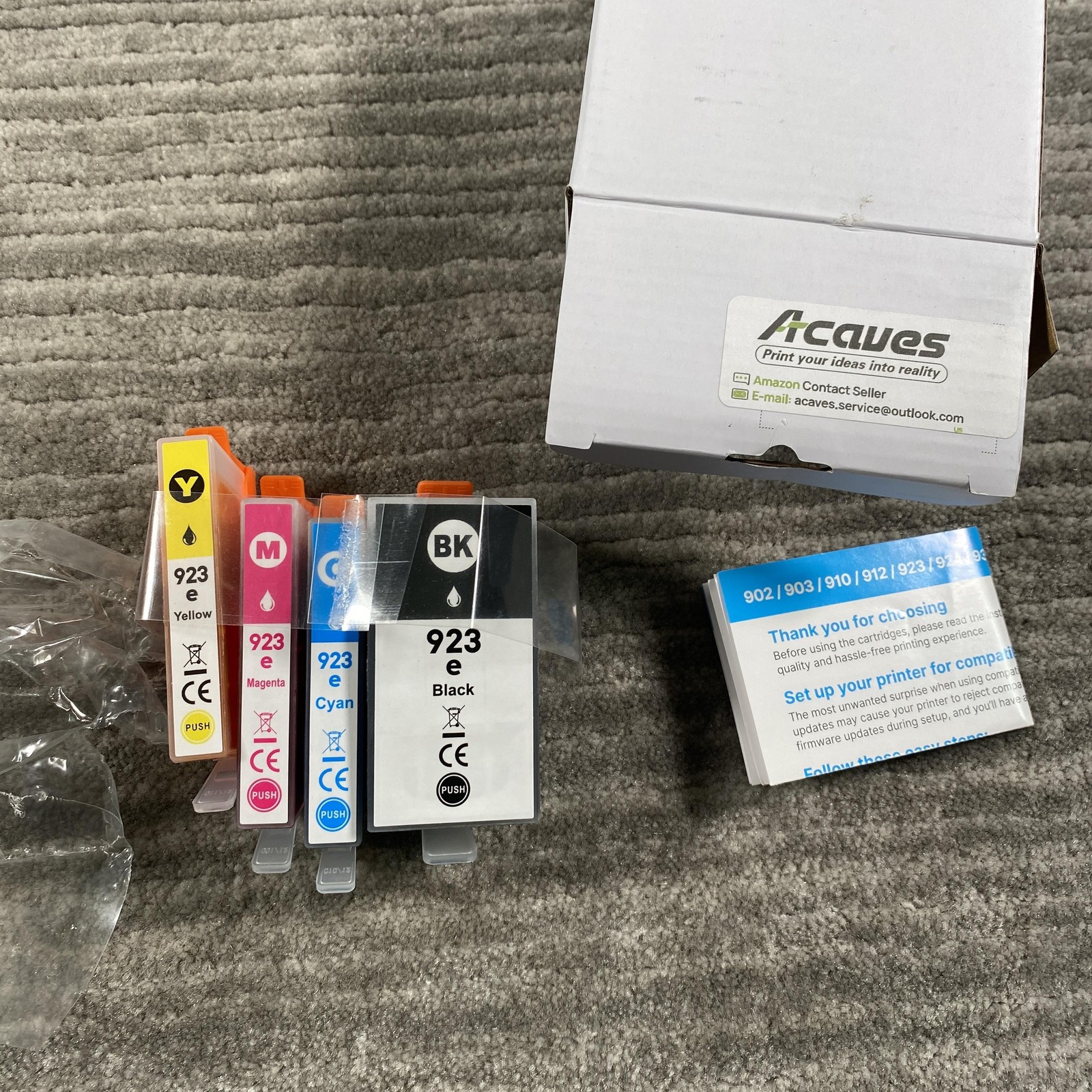 Acaves 923e Ink Cartridges Black Cyan Magenta Yellow Compatible HP 4PK Printers