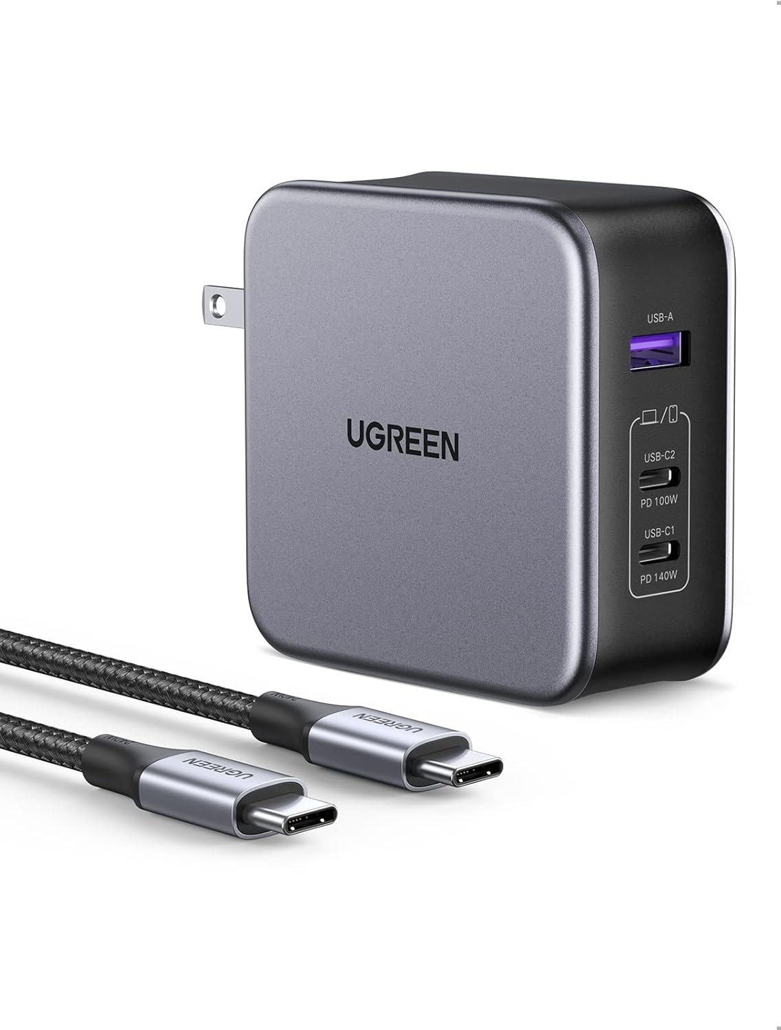 UGREEN 140W USB C Charger, Mac Book Pro Charger Nexode PD3.1 PPS 3-Port Black 