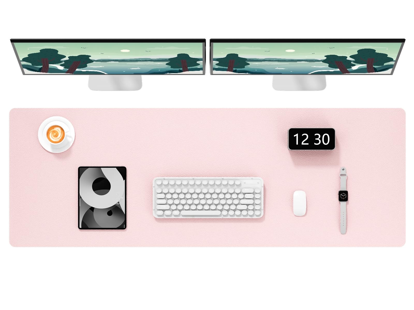 1 PCS Pink 48x17 Inch PU Leather Ultra Thin NonSlip Mouse Keyboard Desk Pad Mat