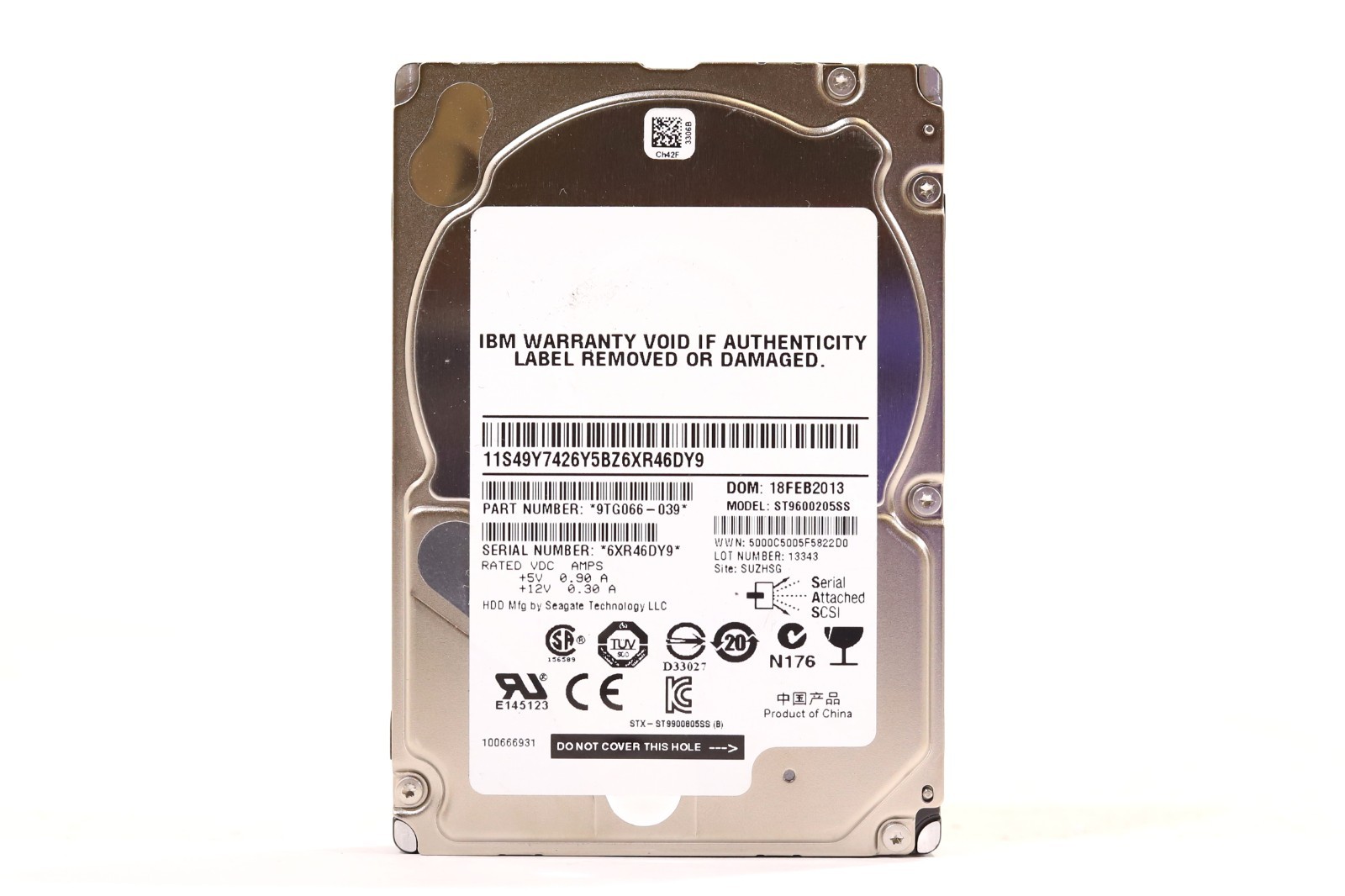 IBM ST9600205SS 600GB 2.5" 6Gb/s 10K RPM SAS Drive P/N: 9TG066-039 Tested