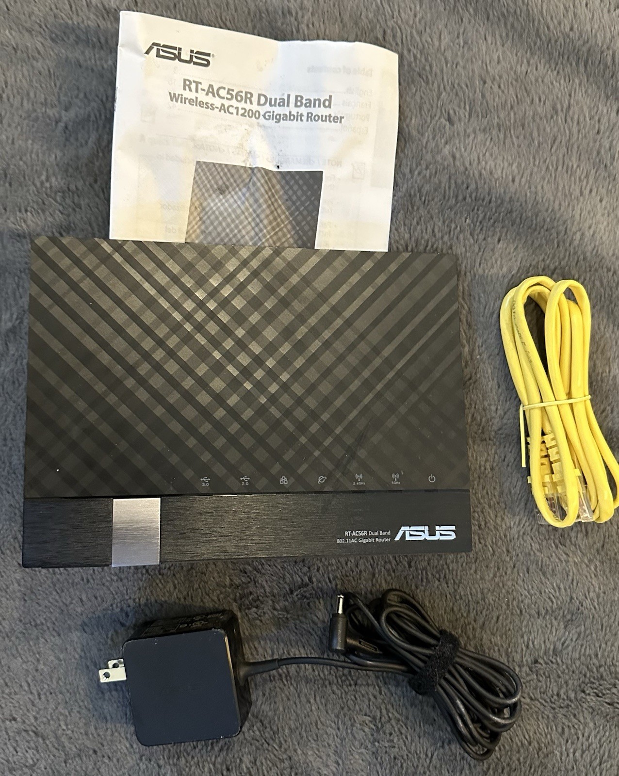 ASUS RT-AC56R AC1200 Dual Band Gigabit Wi-Fi Router, 4-Port, USB, Black