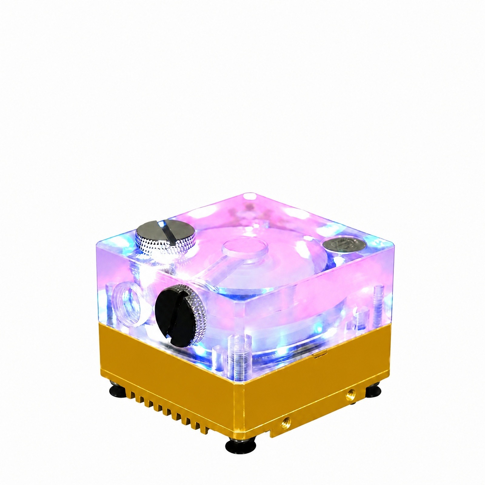 Yellow RGB 12V Brushless Coolant Pump G1/4 for Custom PC Water Loop MOD Build