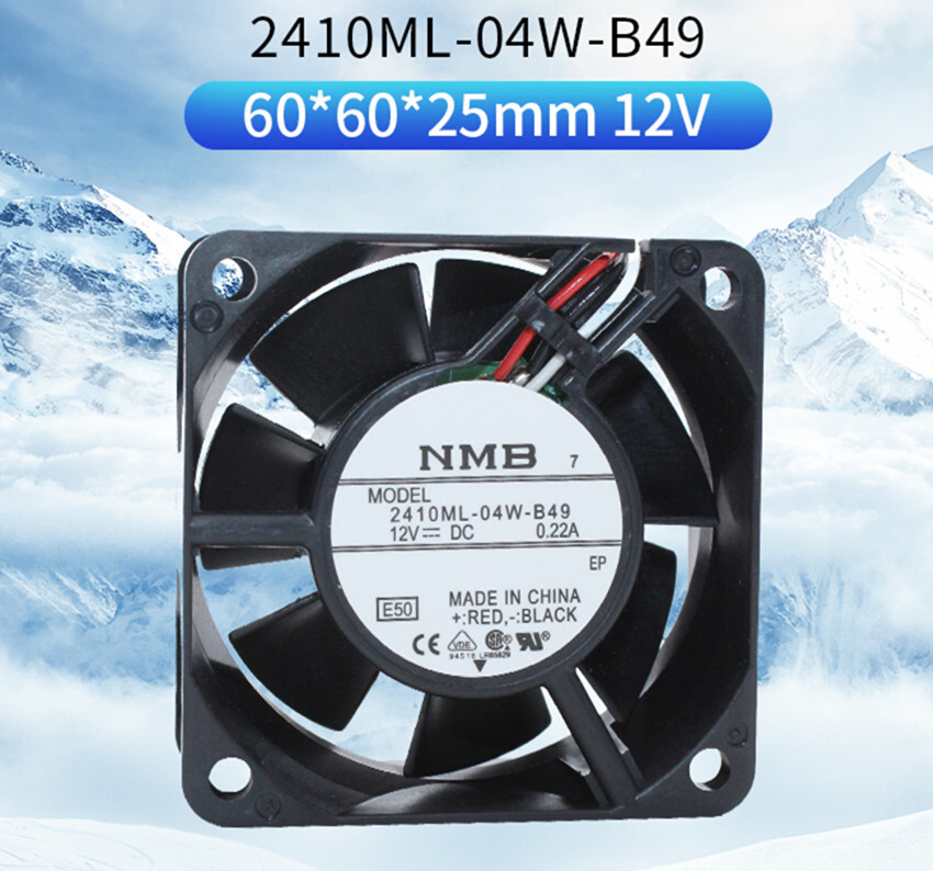 1pcs NMB 2410ML-04W-B49 6025 6CM 12V 0.22A Double Ball  cooling  Fan 3-wire