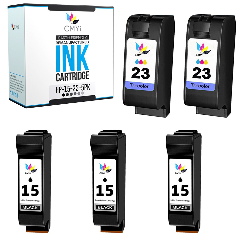5PK Compatible CMYi HP 15 23 Printer Cartridges Combo Pack for DeskJet 812 812C