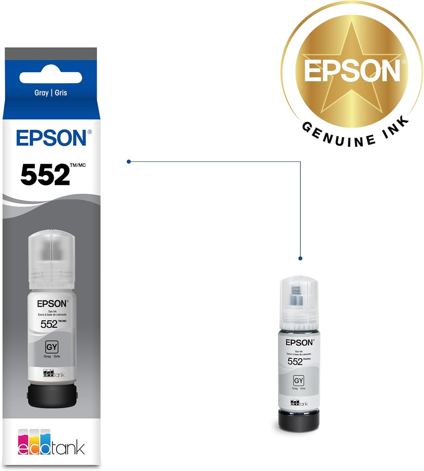 552 Ecotank Ink Ultra-High Capacity Bottle Gray (T552520-S) Works with Ecotan...