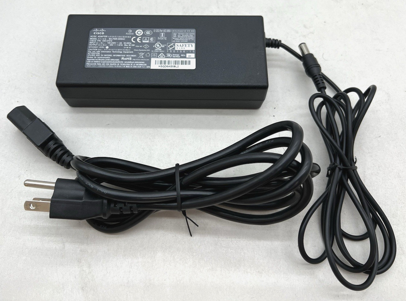Genuine Cisco MA-PWR-90WAC 640-47010 54V AC Power Adapter For Meraki MX65 MX65W