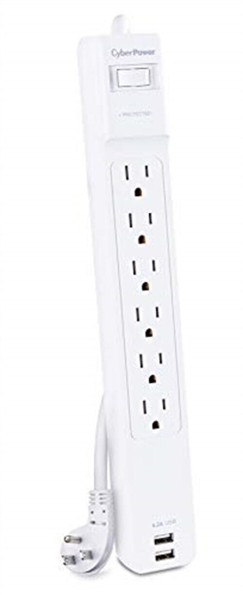CyberPower CSP606U42A Professional Surge Protector, 900J/125V, 6 Outlets, 2 USB