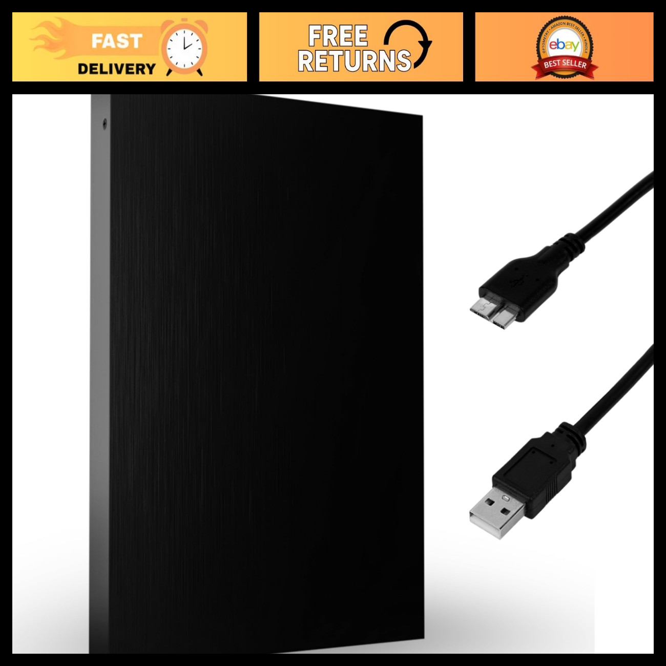 1TB Portable External Hard Drive USB 3.0, 2.5-Inch, High-Speed Storage, Black