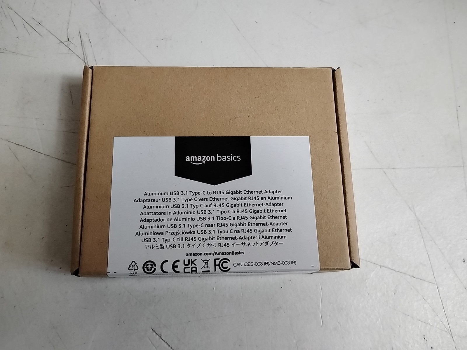 Amazon Basics USB-C to RJ45 Gigabit Ethernet Adapter Aluminum Gray
