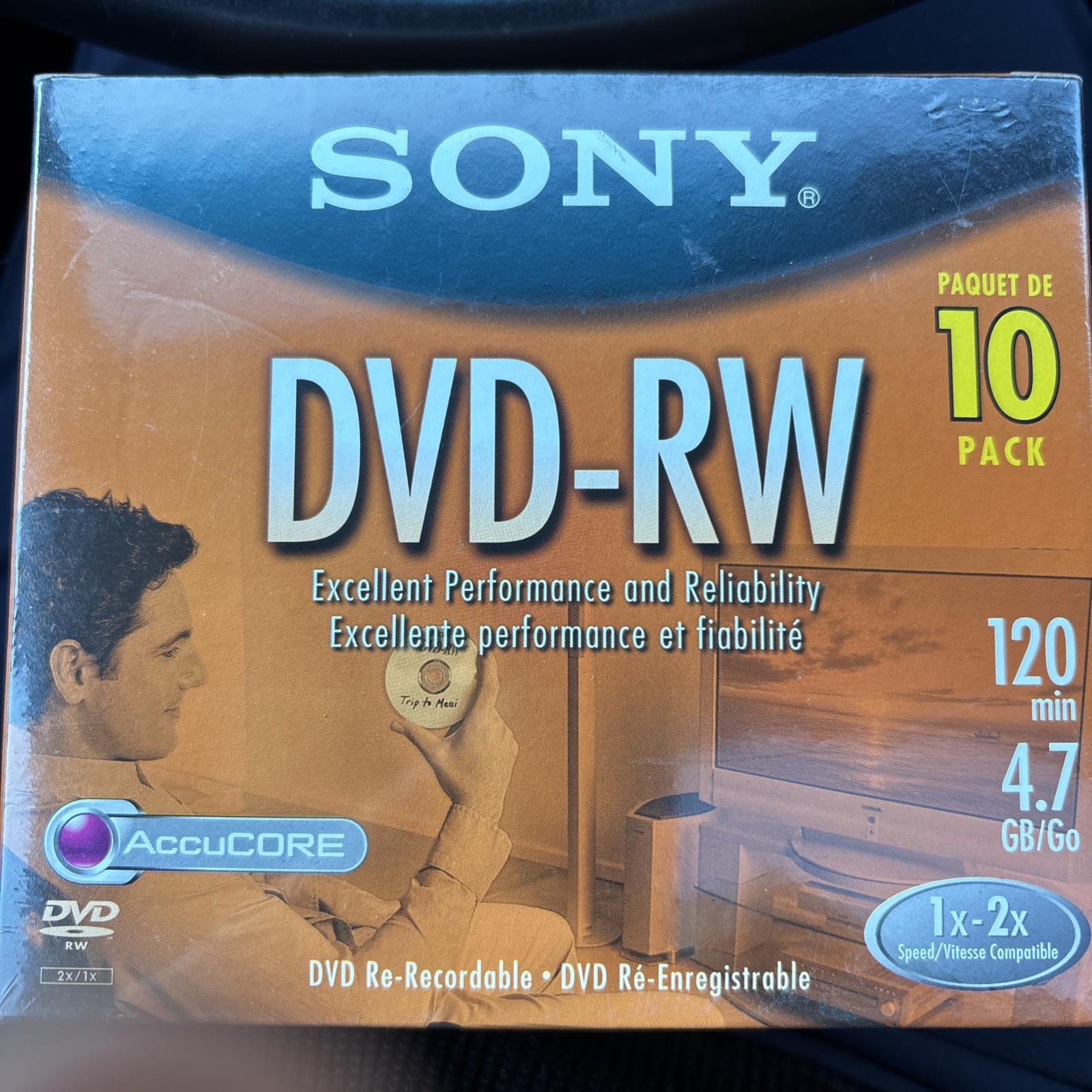 Sony DVD-RW Re-Recordable DVD 4.7GB 10 Pack W Cases, 120 Min, New Sealed