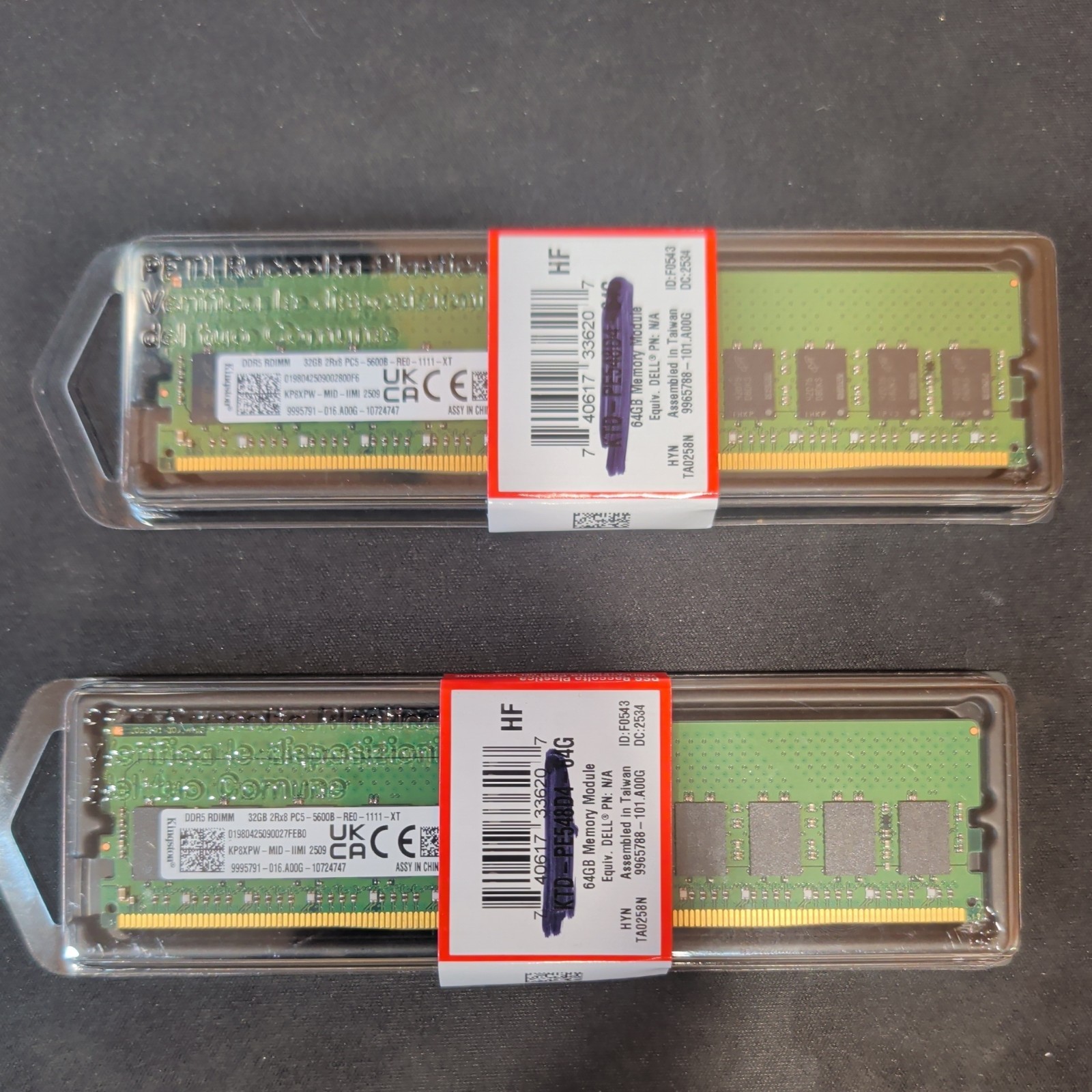 Kingston 64GB (2x32GB) DDR5 ECC RDIMM 5600MT/s Server RAM Memory Dell P8XPW 2Rx8