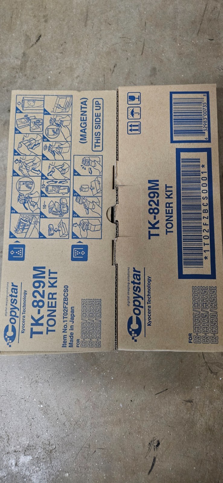 (2) Genuine Copystar Kyocera TK-829M (TK829M) Magenta Toner Cartridge