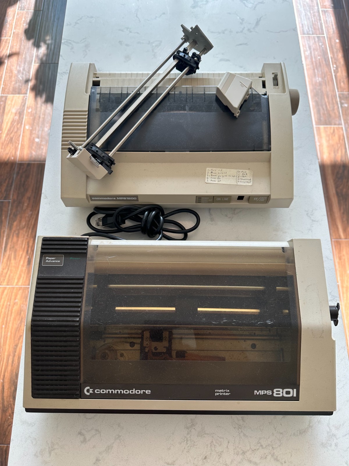 x2 Commodore Vintage Dot Matrix Printers MPS 801 & MPS 1200 Damaged Untested