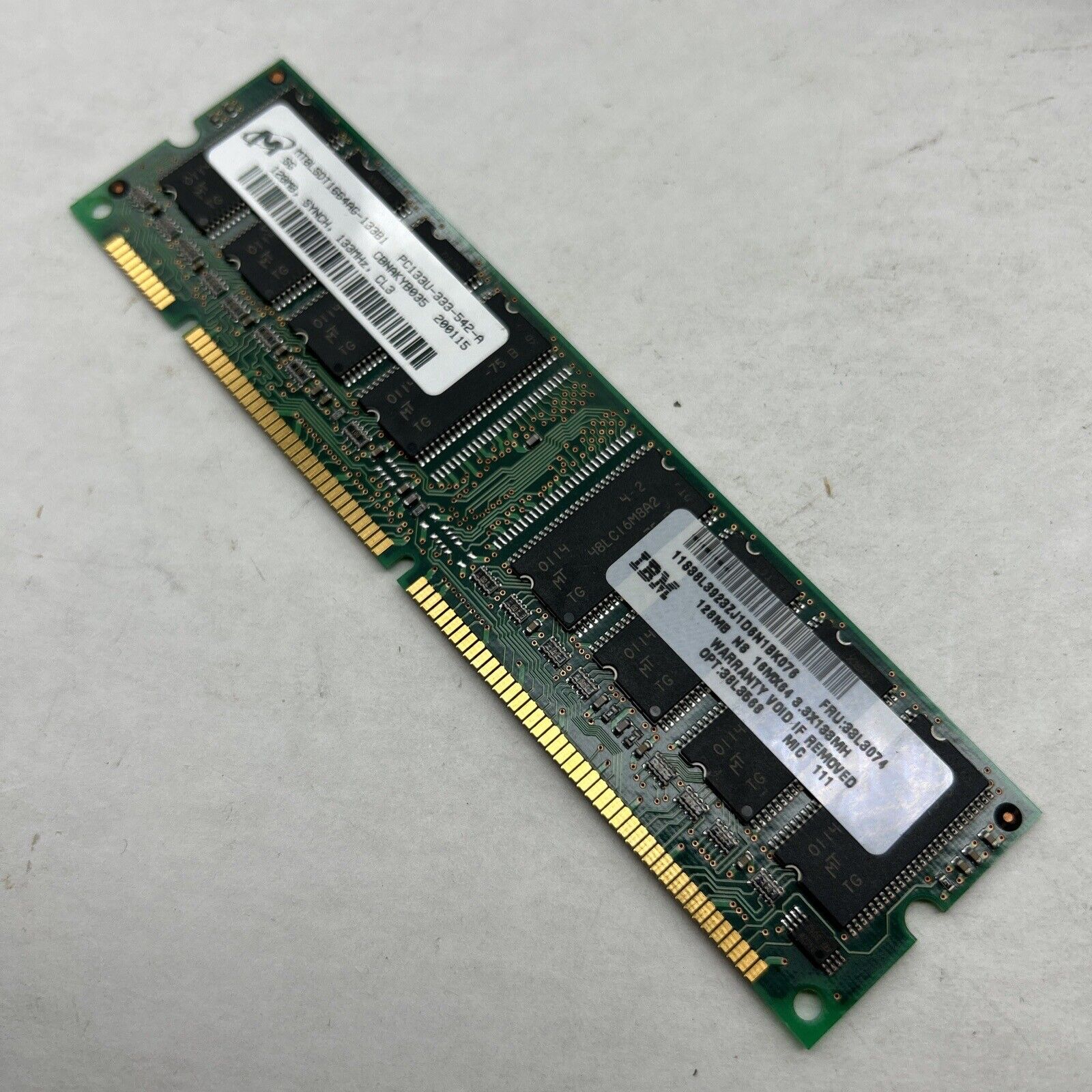 NEW 128MB MICRON PC133 CL3 PC133U-333 MEMORY SDRAM IBM fru 38L3568 / 33L3074