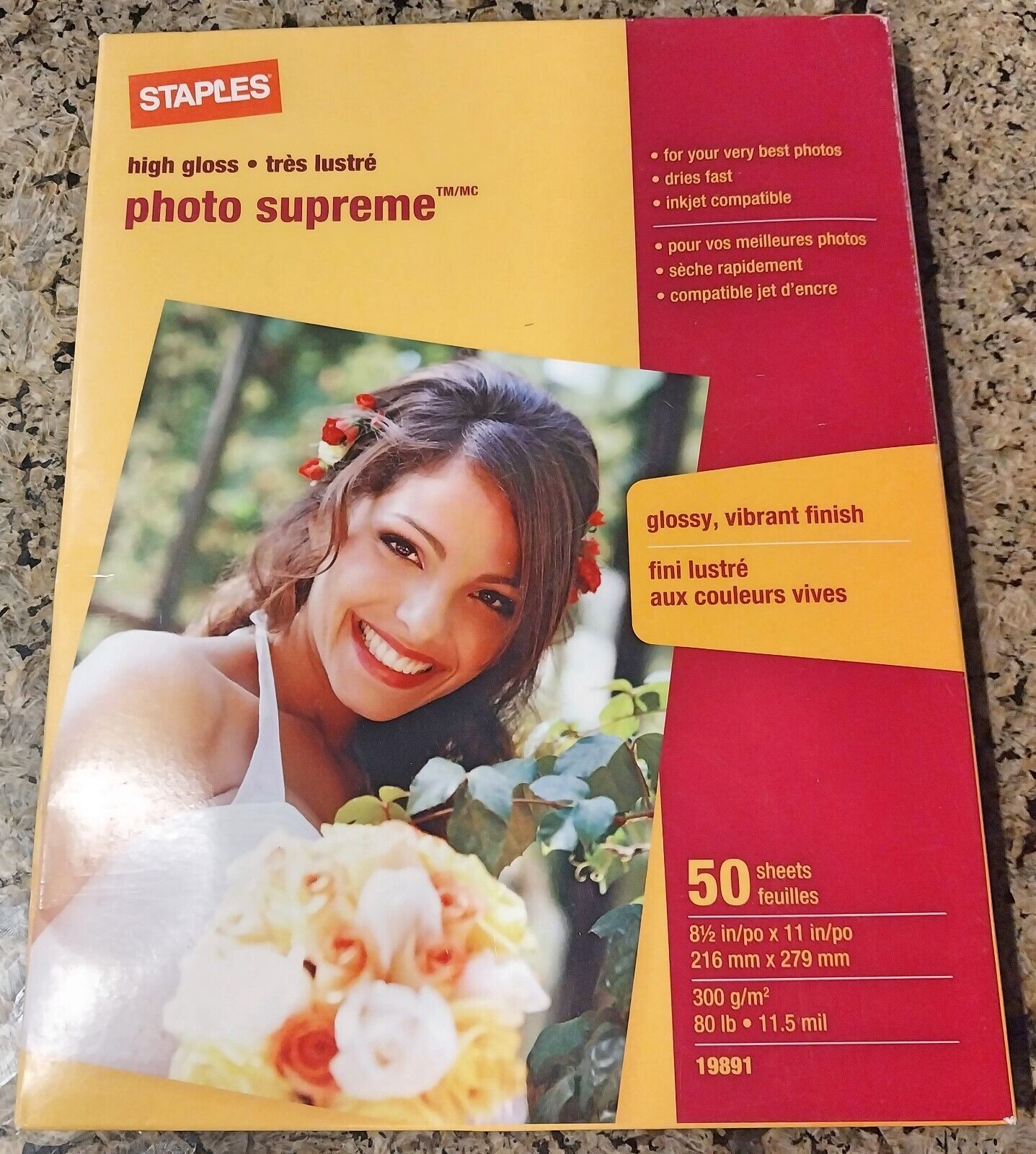 Staples Photo Supreme High Gloss 8 1/2 x 11 Inkjet Paper 50 Sheets #19891