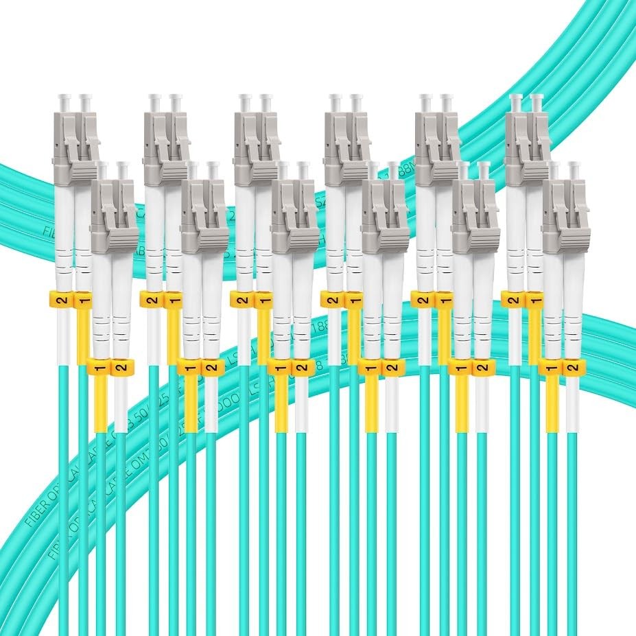 6 PCS 0.2M OM3 LC to LC Fiber Patch Cable MM Multimode Jumper Cord 10Gb 40Gb