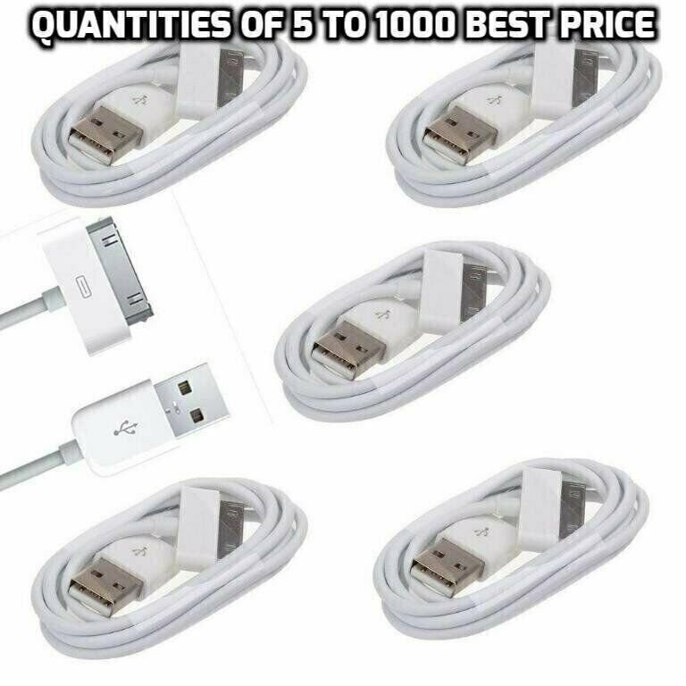 5-1000 Lot White USB Data Sync Charger Cable Cord For iPhone 4S 4 iPod Wholesale