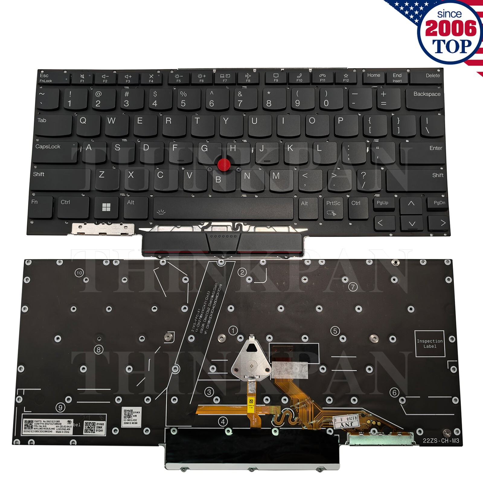 New US Keyboard Backlit Pointer for Lenovo Thinkpad X1 Nano Gen2 Type 21E8 21E9