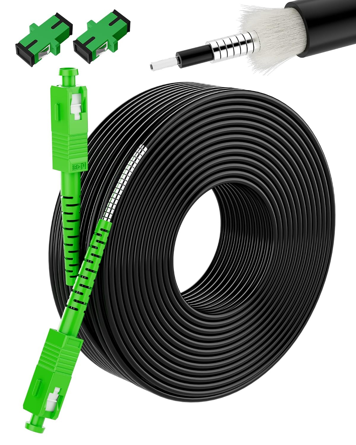 140M/460Ft SC/APC Fiber Optic Internet Cable OS2 Outdoor Armored