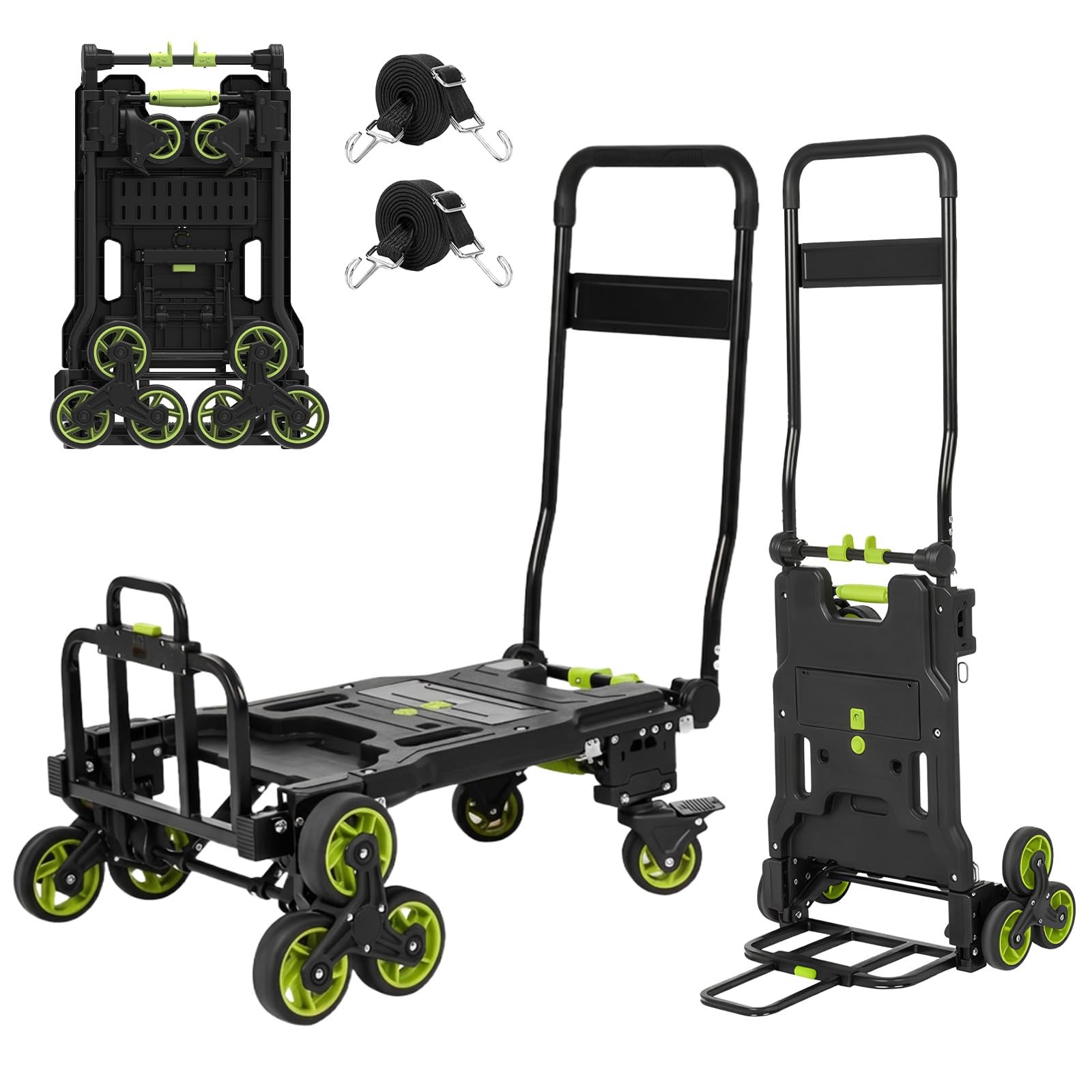 Upgraded 3 in 1 Convertible Folding Hand Truck with Brakes, Hand Truck Dolly ...