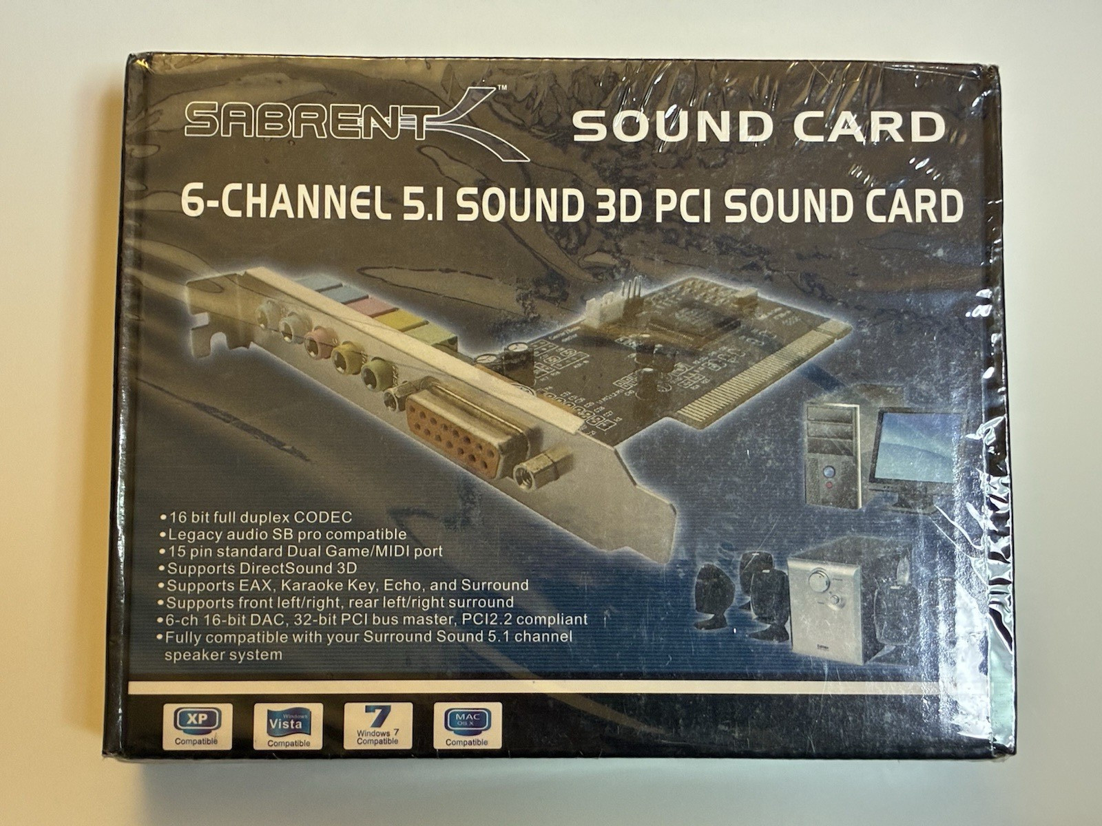 Genuine SABRENT 6- Channel PCI Sound Card SBT-SP6C~ NEW Factory Sealed