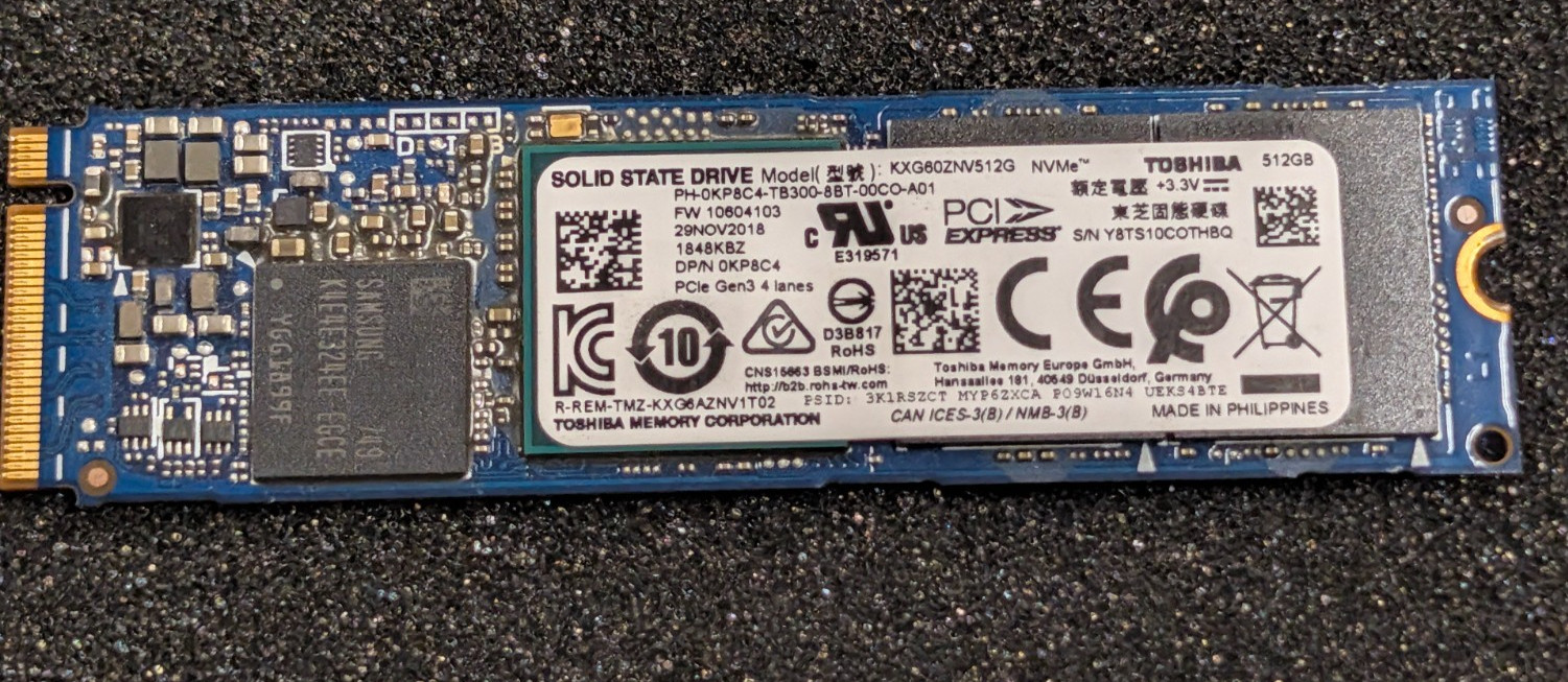 Toshiba XG6 512GB NVMe M.2 2280 PCIe Gen3 SSD KXG60ZNV512G - 84% Health