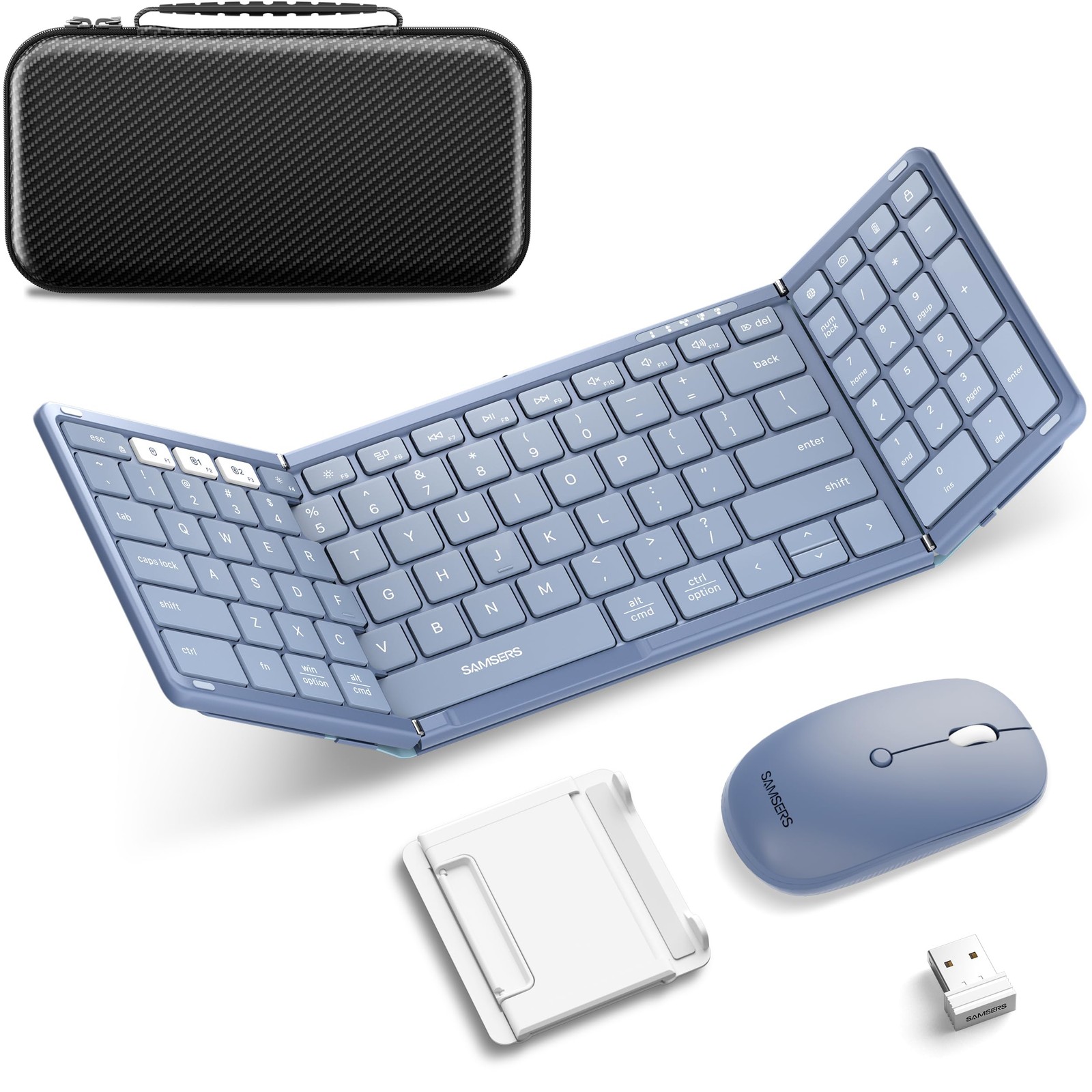 Foldable Keyboard and Mouse, Folding Bluetooth Keyboard Combo, 2.4G + BT5.0 x...