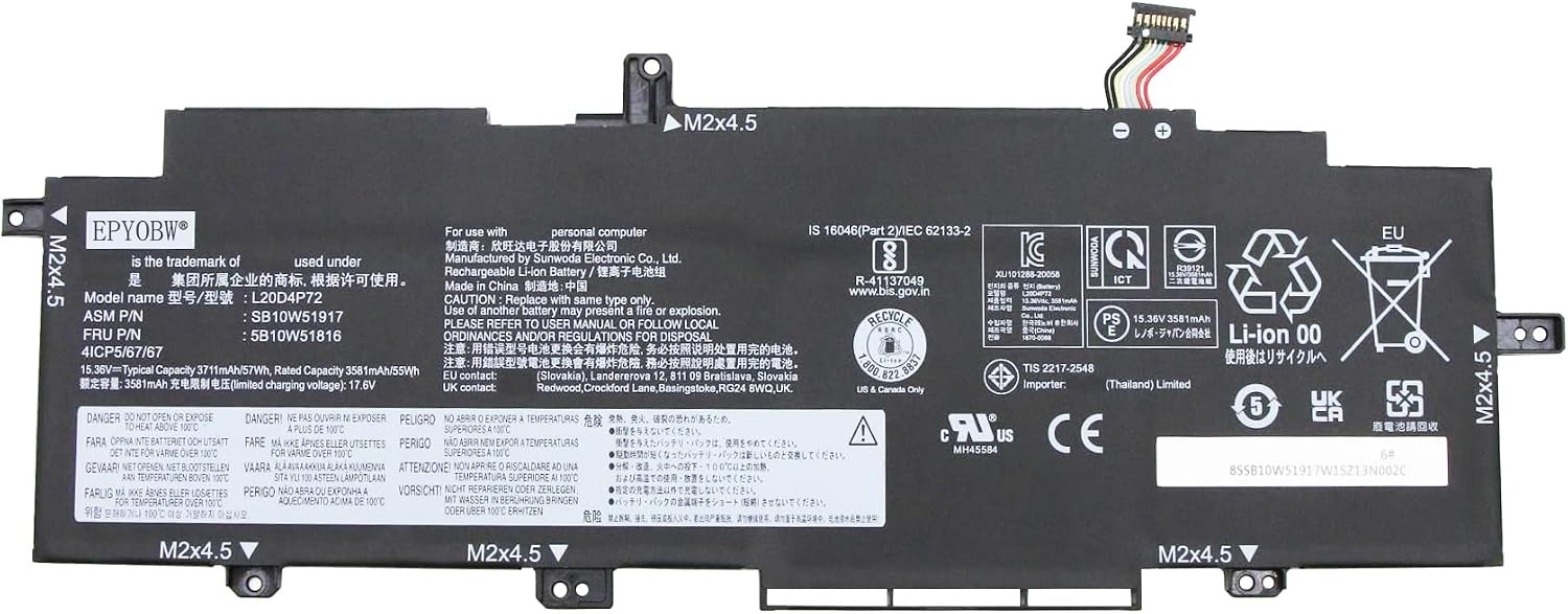 L20D4P72 Laptop Battery 57Wh L20L4P72 L20C4P72 L20M4P72 Compatible with Lenovo