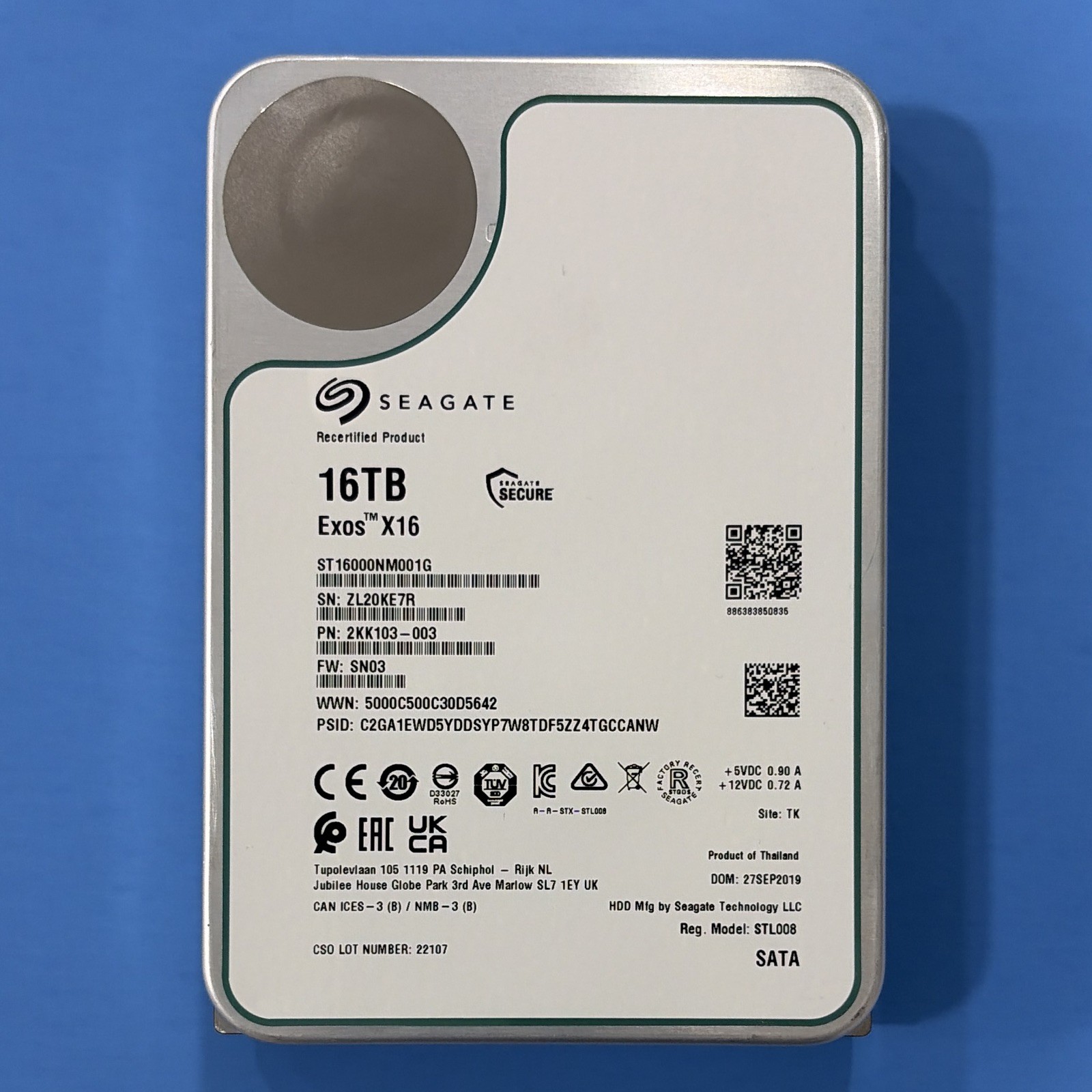 Seagate Exos X16 16TB 3.5" SATA 7200RPM 256MB HDD ST16000NM001G