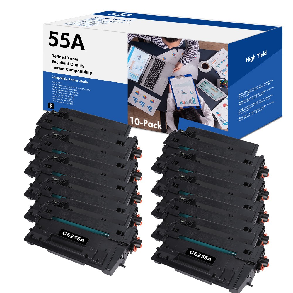 10x High Yield CE255A Toner for HP 55A LaserJet Pro 500 MFP M521dw M521dn M521dz