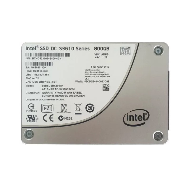 Intel DC S3610 800GB HPE SSD 2.5" SATA 6Gbs Solid State Drive SSDSC2BX800G4P