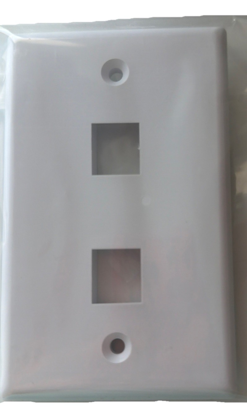 Iwillink Low Profile 2-Port Keystone Wall Plate White 10-Pack