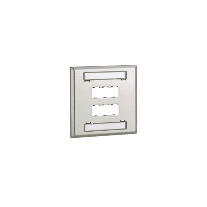 Panduit CFPL6S-2GY Faceplate Stainless Steel 6 Port Double Gang Metallic