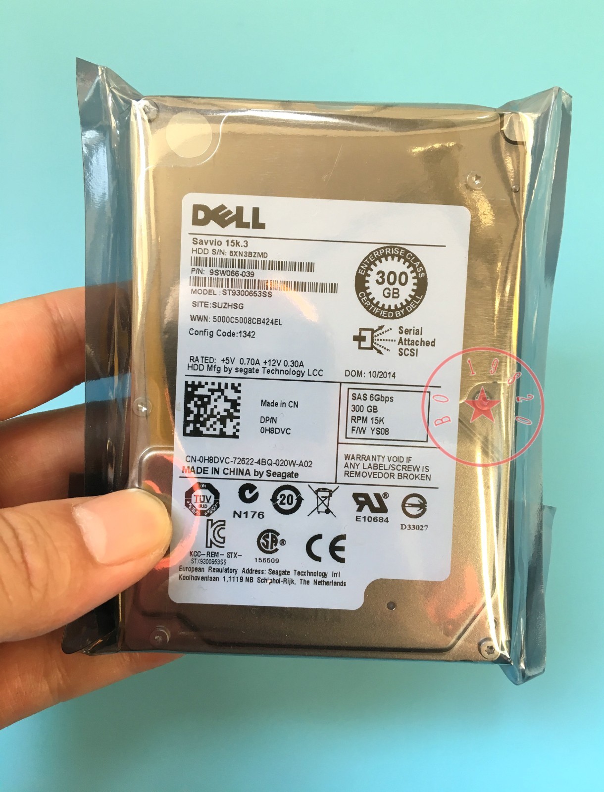 FOR DELL 0H8DVC H8DVC ST9300653SS 300GB 15K 2.5" 6Gbps SAS HARD DRIVE