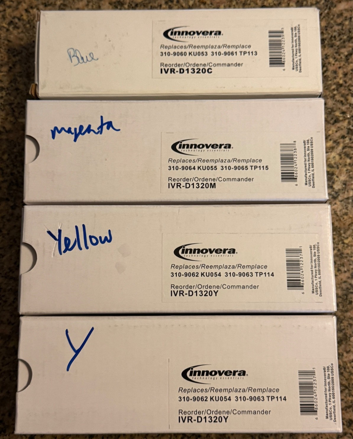 Lot of 4 ~ Innovera Toner Cartridges for Lexmark Magenta, Blue, Yellow IVR-D1320