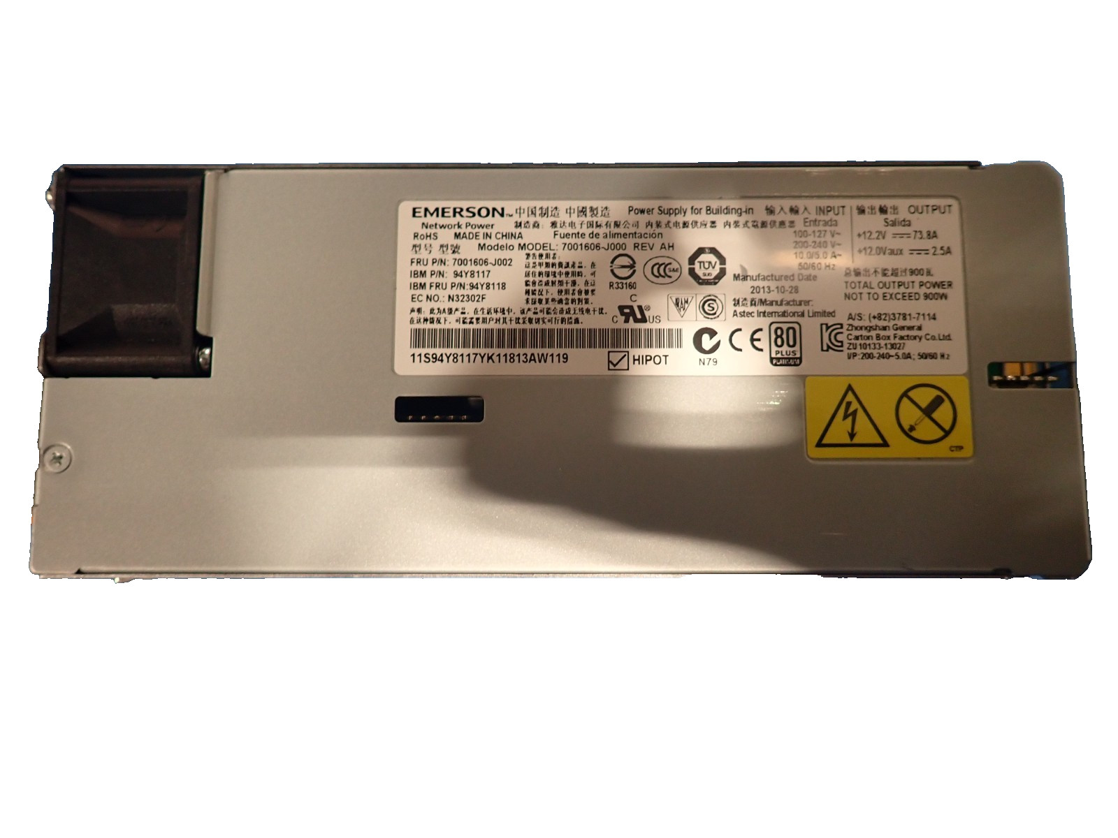 Lot of 2 Emerson 94Y8118 7001606-J000 900Watt Hot Swap for X3650 M4 Power Supply
