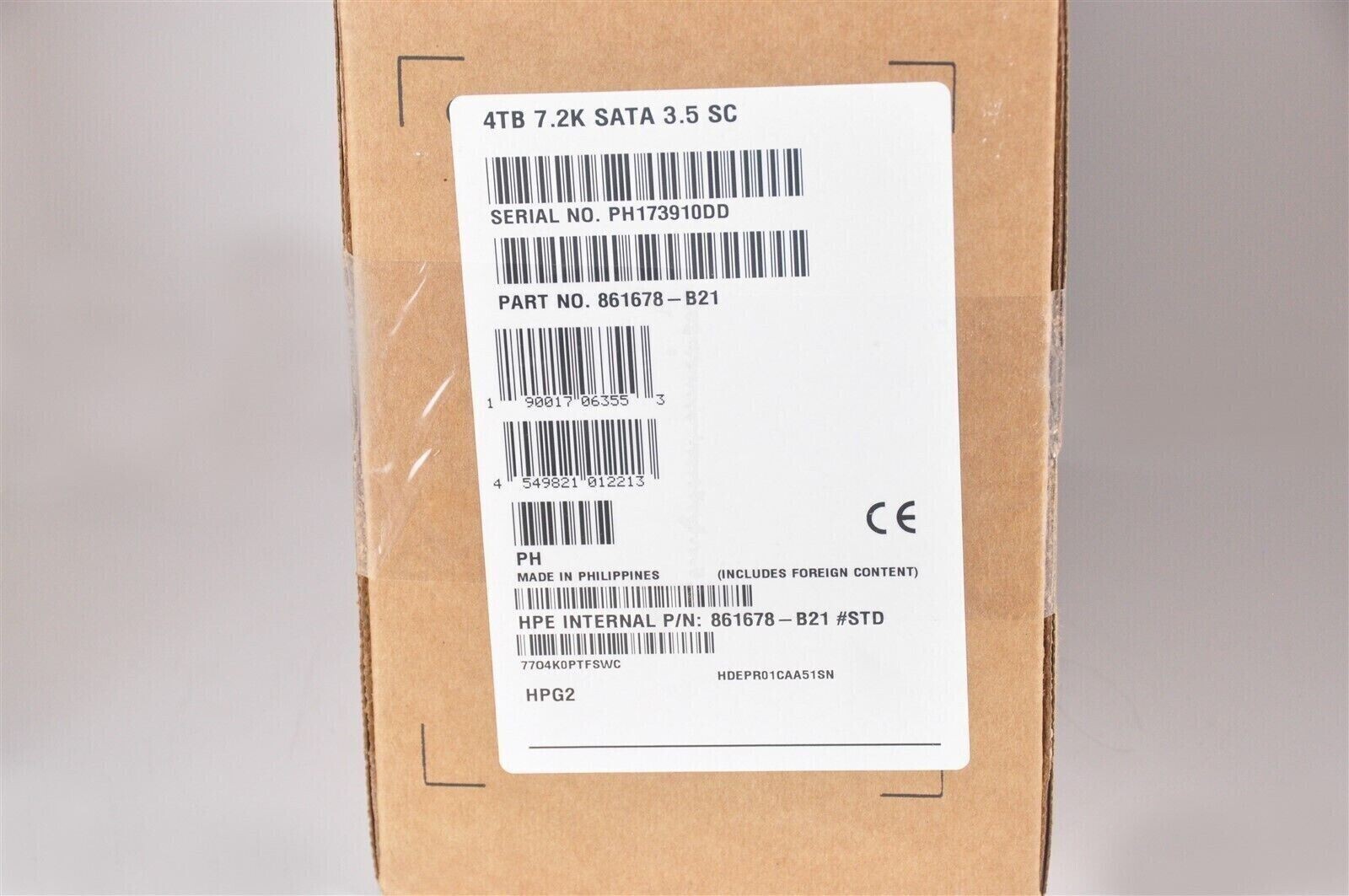 861678-B21 HP HPE 4TB SATA 6G MDL 7.2K LFF 3.5" SC HDD 862127-001 HARD DRIVE