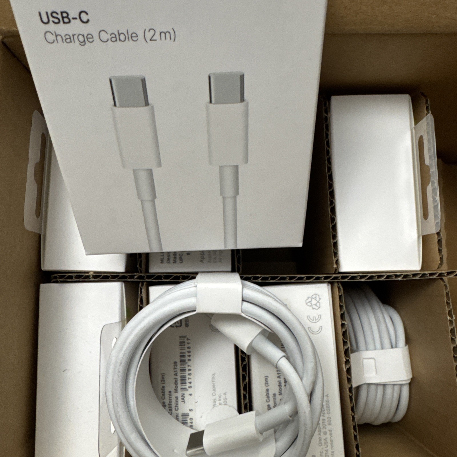 Apple USB-C (2 m) Charge Cable LOT OF 10 - White BRAND NEW - OEM