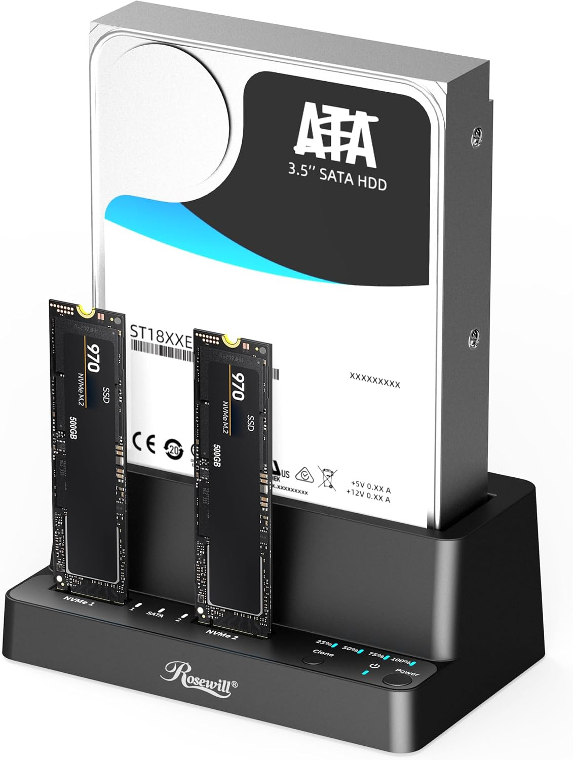 M.2 Nvme & SATA SSD / 2.5" & 3.5" HDD Hard Drive Cloner & Reader Docking Station