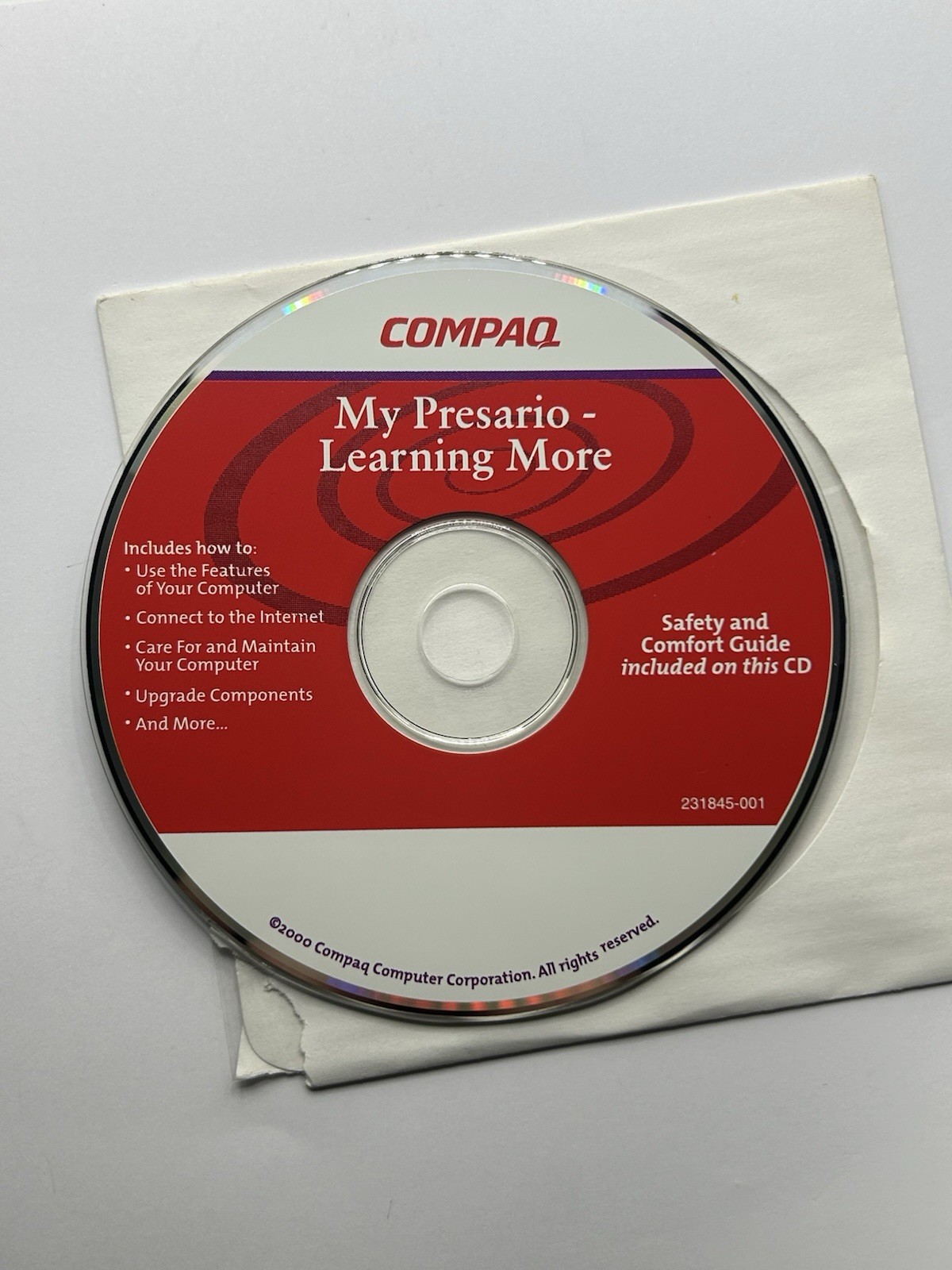 2000 COMPAQ (231845-001) My Presario Learning More Safety and Comfort Guide CD