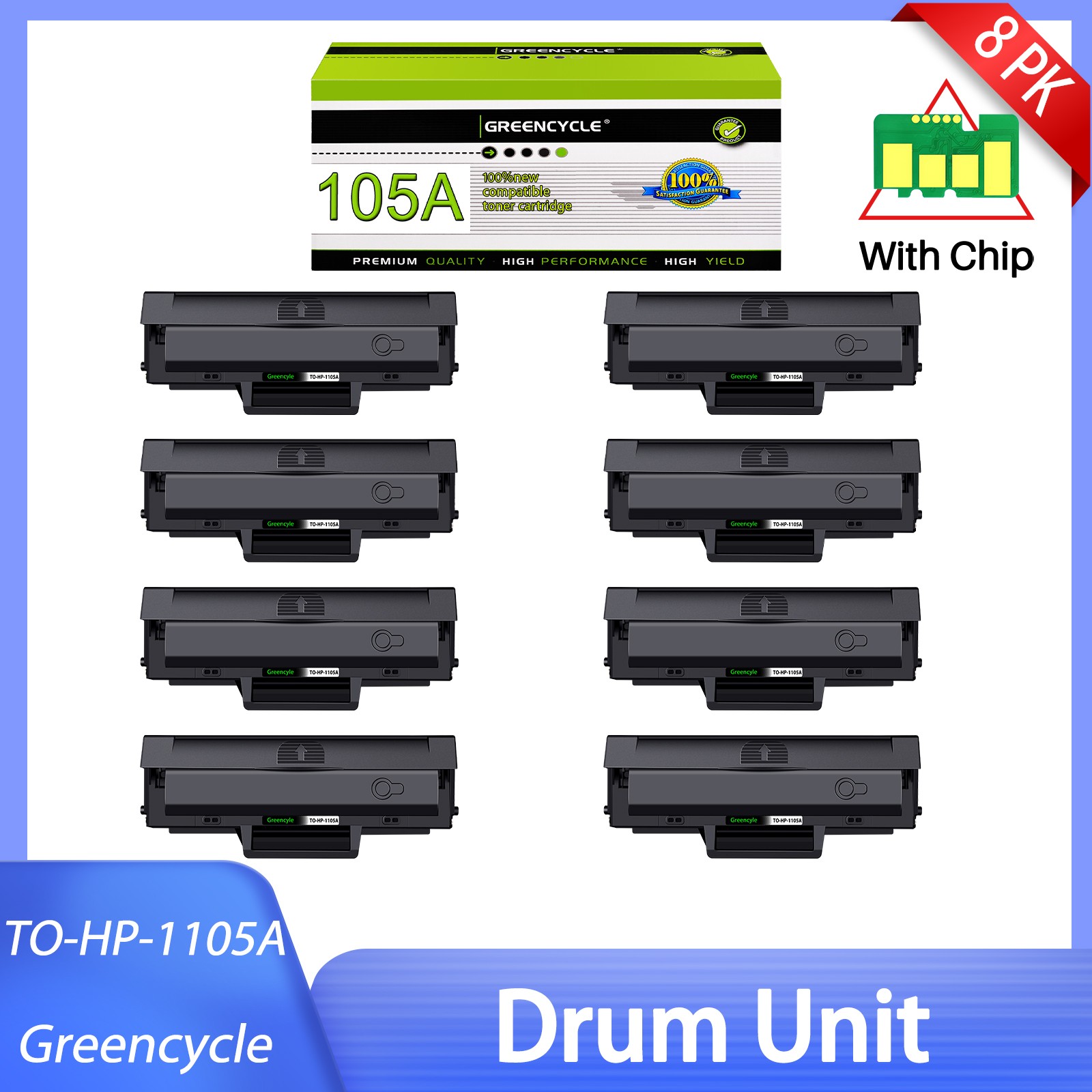 8PACK Black W1105A 105A Toner for HP LaserJet MFP 137fnw 107a Printer
