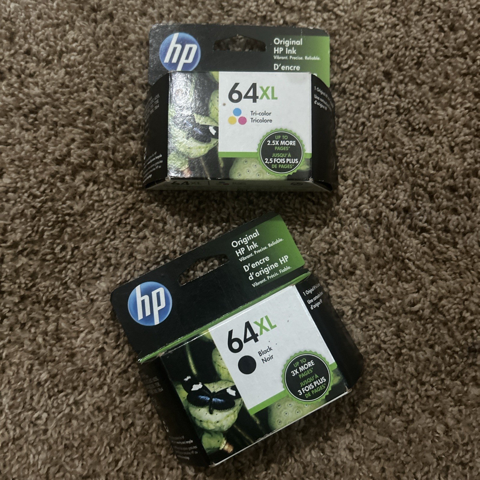 Genuine HP 64XL Black and Tri-Color Ink Cartridges 64XL Black 64XL Color NEW