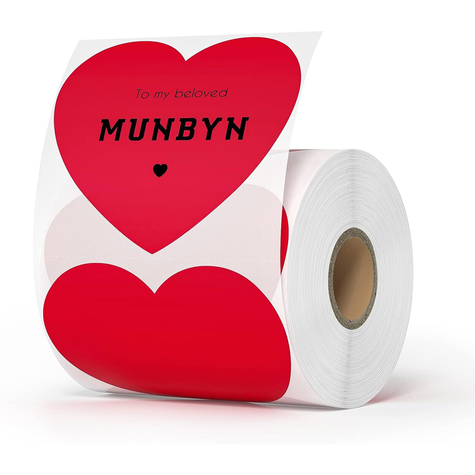 MUNBYN Heart-Shaped Thermal Sticker Adhesive Red Love Valentine's Day 400 Labels