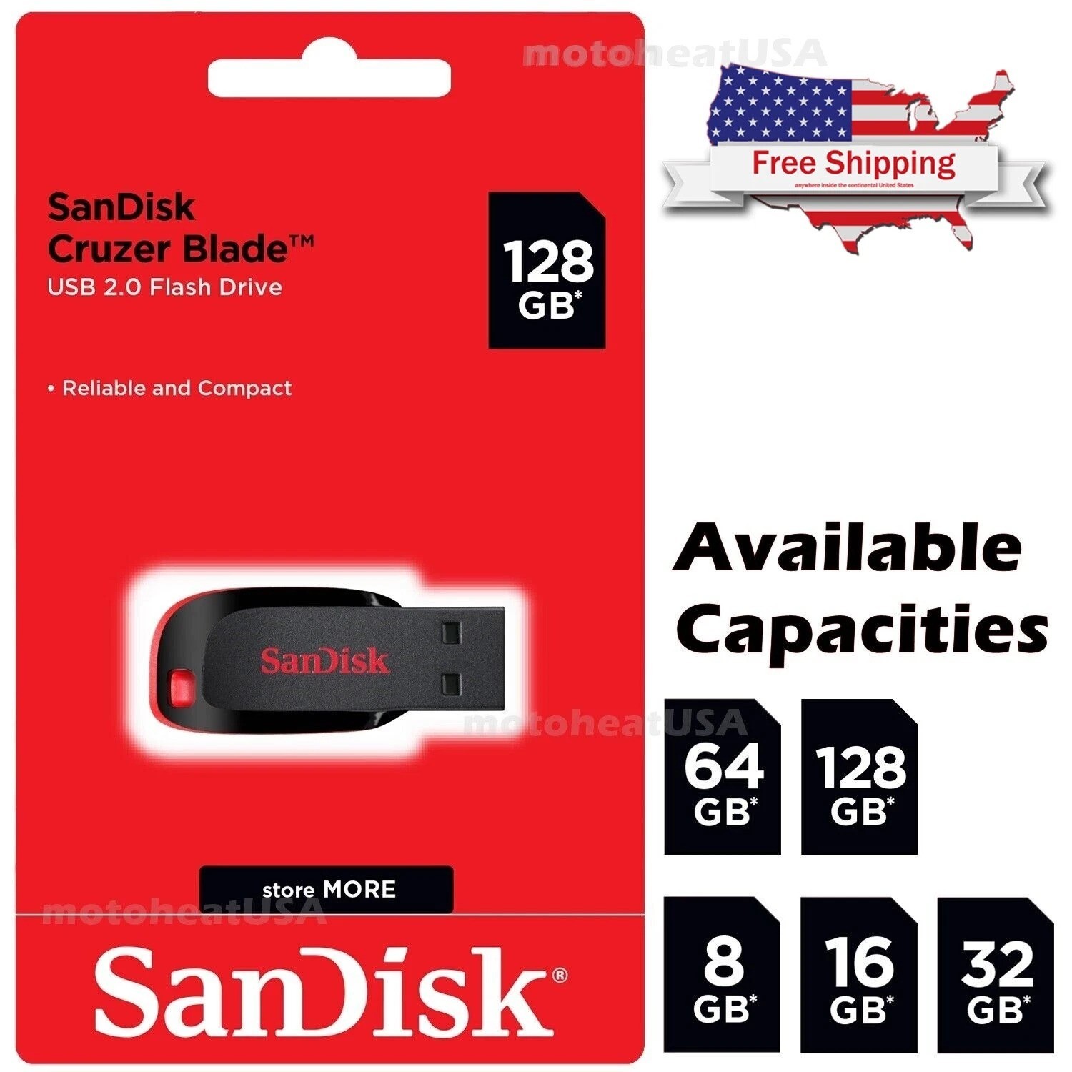 Sandisk 16GB 32GB 64GB 128GB Cruzer Blade Flash Drive Memory Stick USB