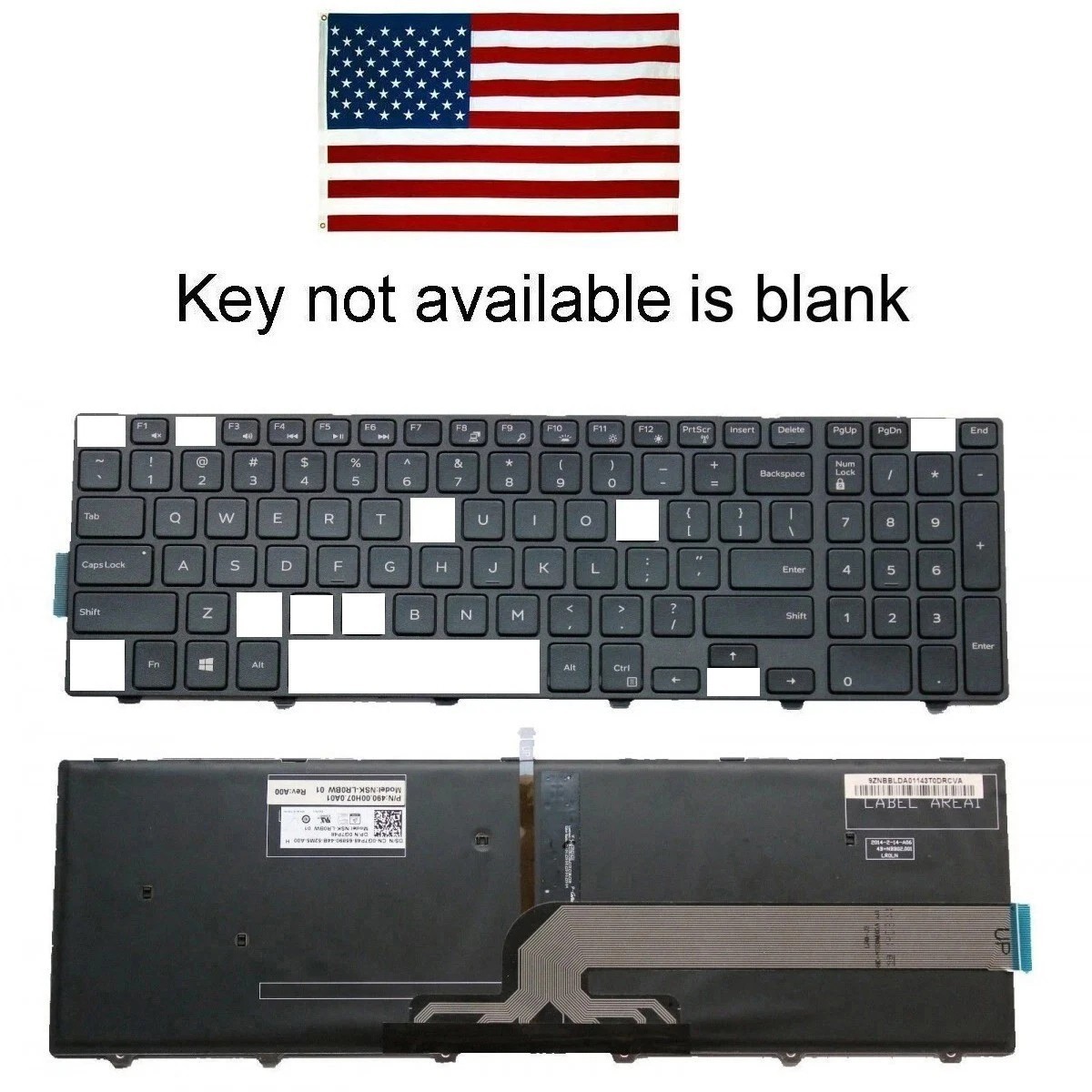 Replacement key for DELL Inspiron 15 5000 series from OEM  5559 backlit keyboard